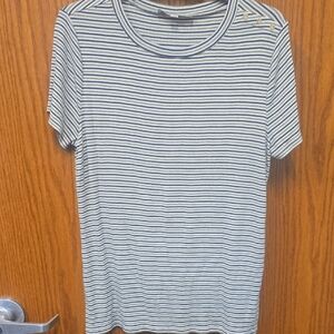 LOFT Blue and Yellow Striped Top